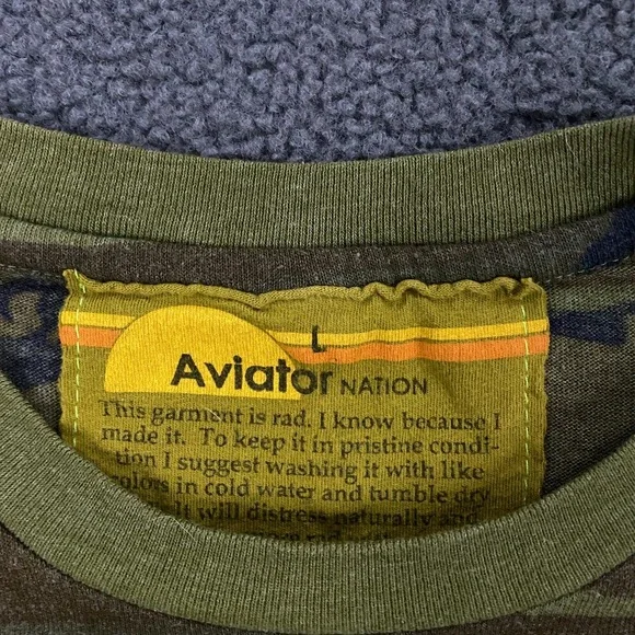 Aviator Nation T-shirt Womens Large Camo Skull Cross Bones Crop Retro Crew - Picture 3 of 9